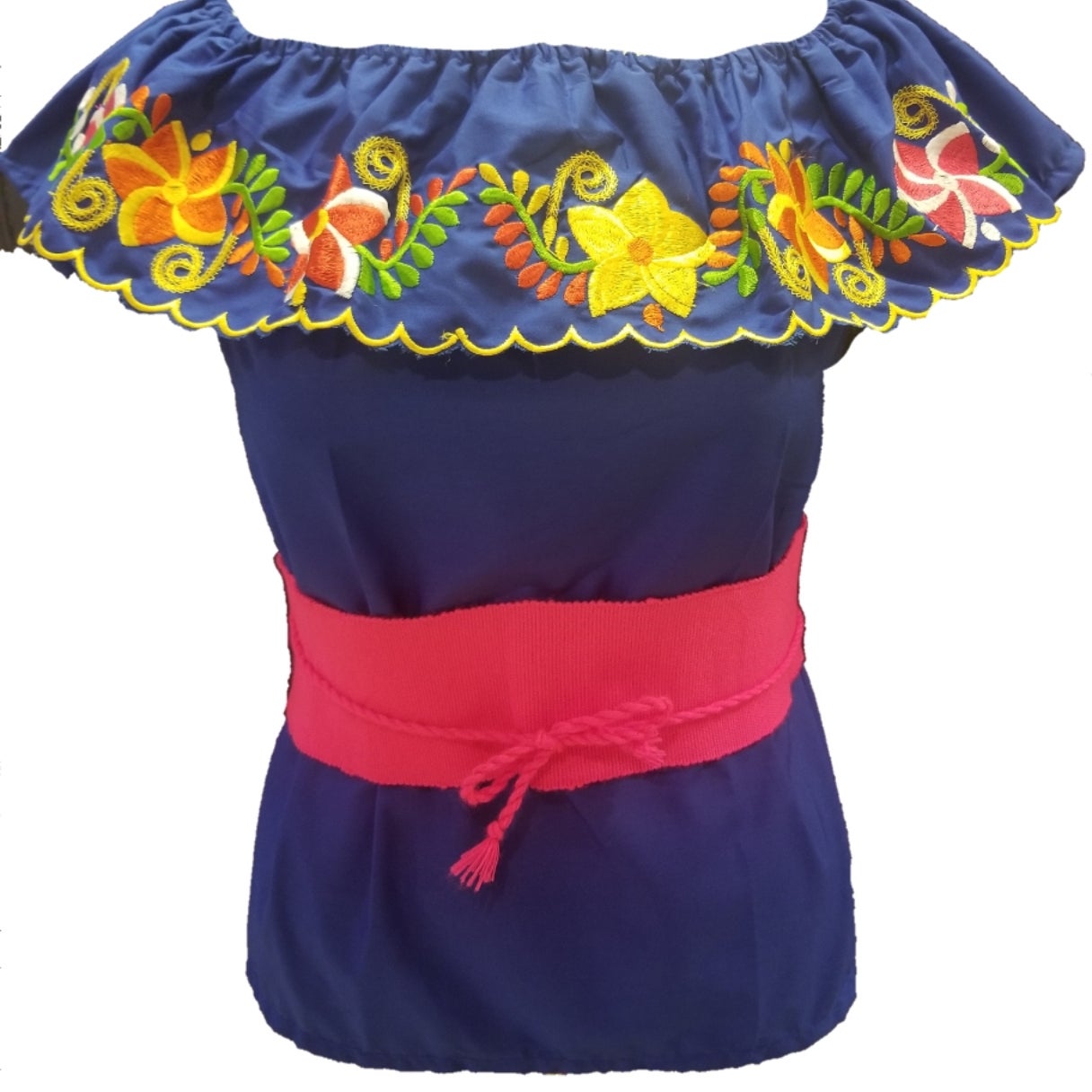 Azul Rey Blusa Campesina Bordada Folkloricos Y Mas